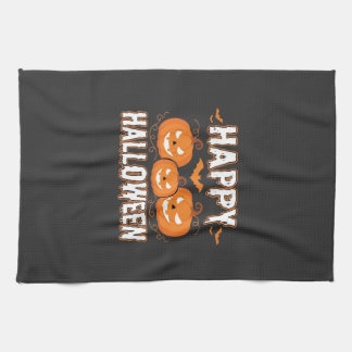 Fröhliches Halloween-Kürbis-Fledermaus-Vektor Geschirrtuch