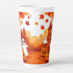 Fröhliches Halloween Kürbis Geist Wald 🎃 Milchtasse