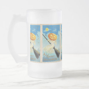Fröhliches Halloween Kürbis Hexe Mattglas Bierglas