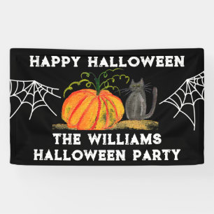 Fröhliches Halloween Kürbis Katze Kinder Banner