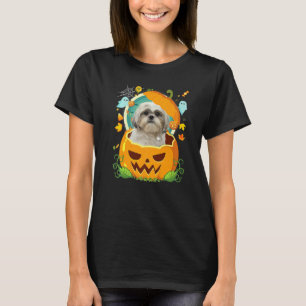 Fröhliches Halloween Kürbis Shih Tzu Hund Hexe Süß T-Shirt