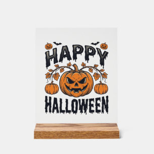 Fröhliches Halloween Kürbis Vintage Gravur Design_ Acrylschild