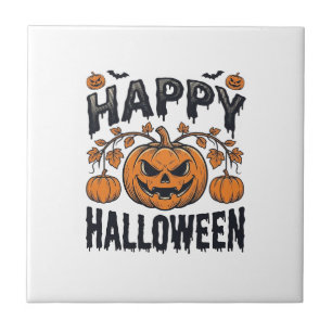 Fröhliches Halloween Kürbis Vintage Gravur Design_ Fliese