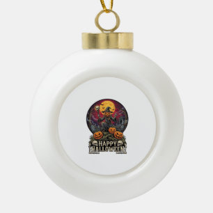 Fröhliches Halloween Kürbis Zauberer Friedhof Voll Keramik Kugel-Ornament