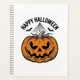 Fröhliches Halloween-Kürbisgesicht Vintage-Vektord Planer