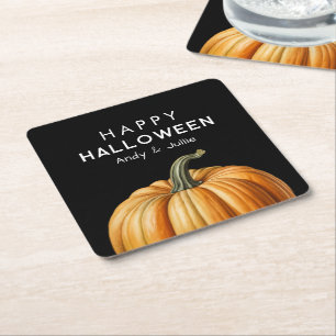 Fröhliches Halloween mit großer Kürbis Rechteckiger Pappuntersetzer