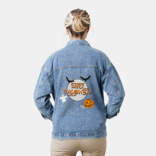 Fröhliches Halloween mit Kürbissen, Fledermäusen u Jeansjacke