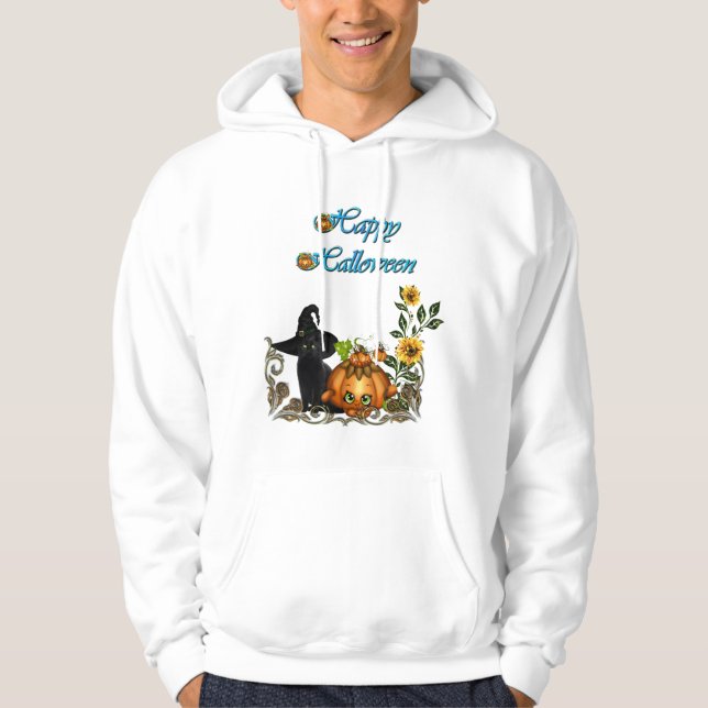 Fröhliches Halloween mit lustiger Katze Hoodie (Vorderseite)