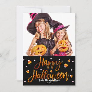 Fröhliches Halloween Orange Folie Moderne Schrift  Karte