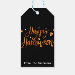 Fröhliches Halloween Orange Folie Moderner Schrift Geschenkanhänger