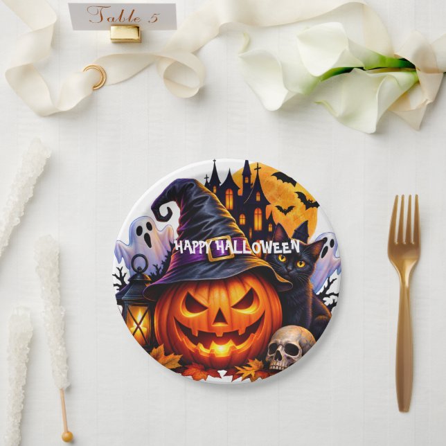 Fröhliches Halloween-Papierteller Pappteller (Hochzeit)