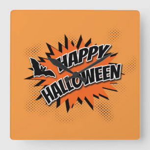 Fröhliches Halloween Quadratische Wanduhr