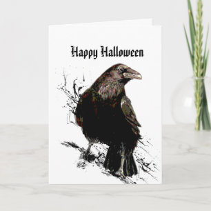 Fröhliches Halloween Rabe Schwarzer Vogel Goth Karte