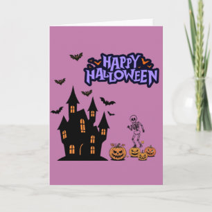 Fröhliches Halloween rosa lila Karte