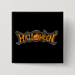 Fröhliches Halloween Ruby Eye Kürbis Silber Rahmen Button