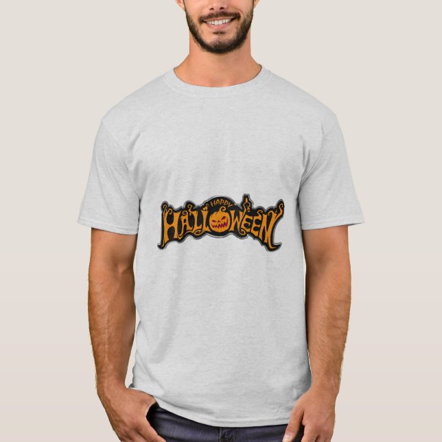 Fröhliches Halloween Ruby Eye Kürbis Silber Rahmen T-Shirt (Vorderseite)