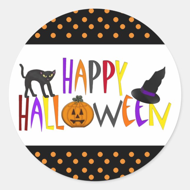 Fröhliches Halloween Runder Aufkleber (Vorderseite)