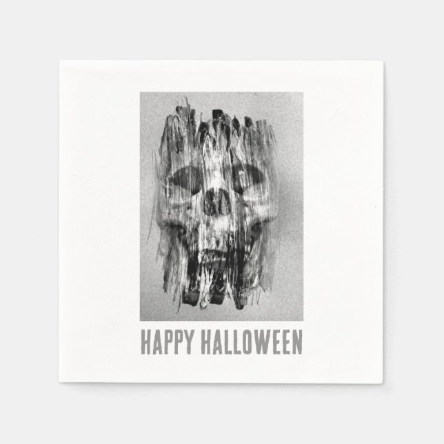 Fröhliches Halloween. Schädel in Not Serviette (Vorderseite)
