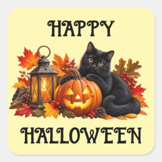 Fröhliches Halloween Schwarze Katze Aufkleber