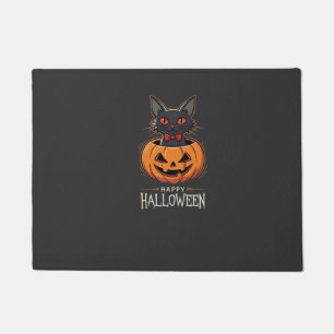 Fröhliches Halloween Schwarze Katze Kürbis Design_ Fußmatte