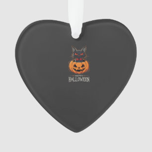Fröhliches Halloween Schwarze Katze Kürbis Design_ Ornament