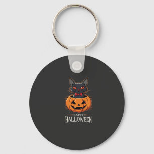 Fröhliches Halloween Schwarze Katze Kürbis Design_ Schlüsselanhänger