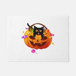 Fröhliches Halloween schwarze Katzenpfote für Hall Fußmatte
