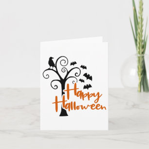 Fröhliches Halloween Schwarzer Orangen Toter Baum Karte