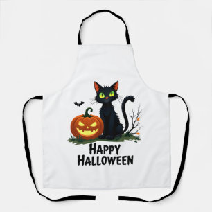 Fröhliches Halloween-Schwarzkatzen-Rettungs-T-Shir Schürze