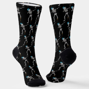 Fröhliches Halloween Skelett Pirat Dabbing Familie Socken
