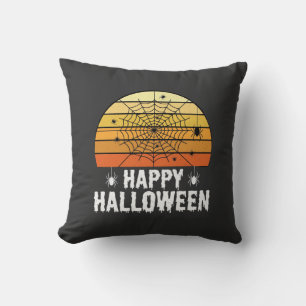 Fröhliches Halloween Spinnennetz Sonnenuntergang D Kissen
