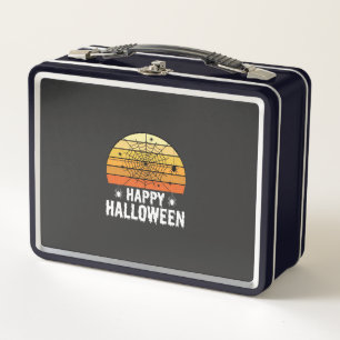 Fröhliches Halloween Spinnennetz Sonnenuntergang D Metall Brotdose