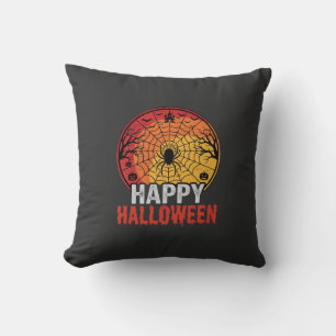 Fröhliches Halloween Spinnennetz Vektordesign Kissen