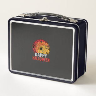 Fröhliches Halloween Spinnennetz Vektordesign Metall Brotdose