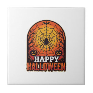 Fröhliches Halloween Spinnennetz Vintage Gravur De Fliese