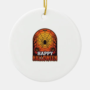 Fröhliches Halloween Spinnennetz Vintage Gravur De Keramik Ornament