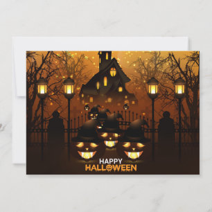 Fröhliches Halloween Spukhaus Feiertagskarte