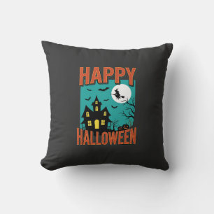 Fröhliches Halloween Spukhaus Hexen Design Kissen