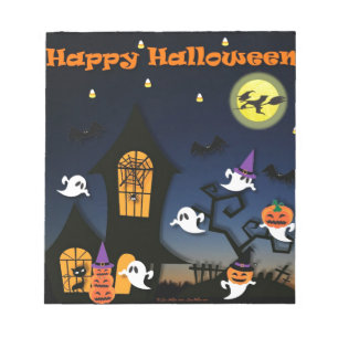 Fröhliches Halloween Spukhaus Notizblock