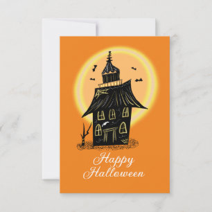 Fröhliches Halloween Spukhaus Schwarz Orange