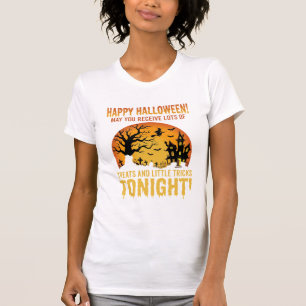 Fröhliches Halloween Spukhaus Süßigkeiten oder Sau T-Shirt