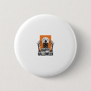 Fröhliches Halloween Spukhaus Vintage-Grafik_1 Button