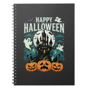 Fröhliches Halloween Spukschloss Geister und Kürbi Notizblock