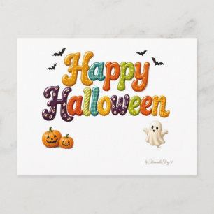 Fröhliches Halloween Sunny Dotted Bubble Letters Postkarte