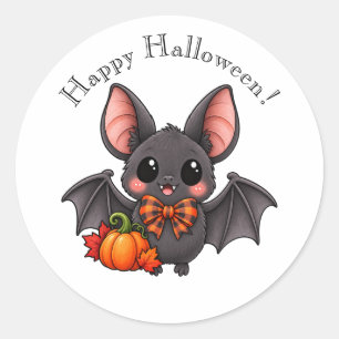 Fröhliches Halloween Süße Fledermaus und Kürbis Ru Runder Aufkleber