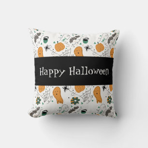 Fröhliches Halloween Süße Geister-Doodle-Muster Kissen