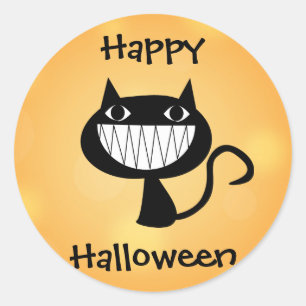 Fröhliches Halloween Süße Zeichentrick Schwarze Ka Runder Aufkleber
