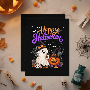 Fröhliches Halloween Süßer Geist Kürbis Gruselig Einladung