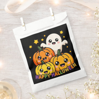 Fröhliches Halloween Süßer Geist & Kürbisse Papier Geschenktütchen