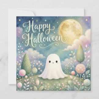 Fröhliches Halloween Süßer Geist Pastellgarten Karte